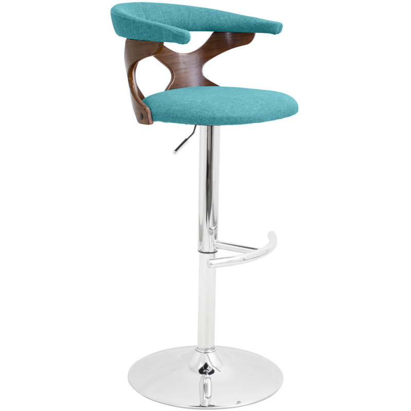 Briunna Swivel Upholstered Adjustable Height Counter Stool, Teal