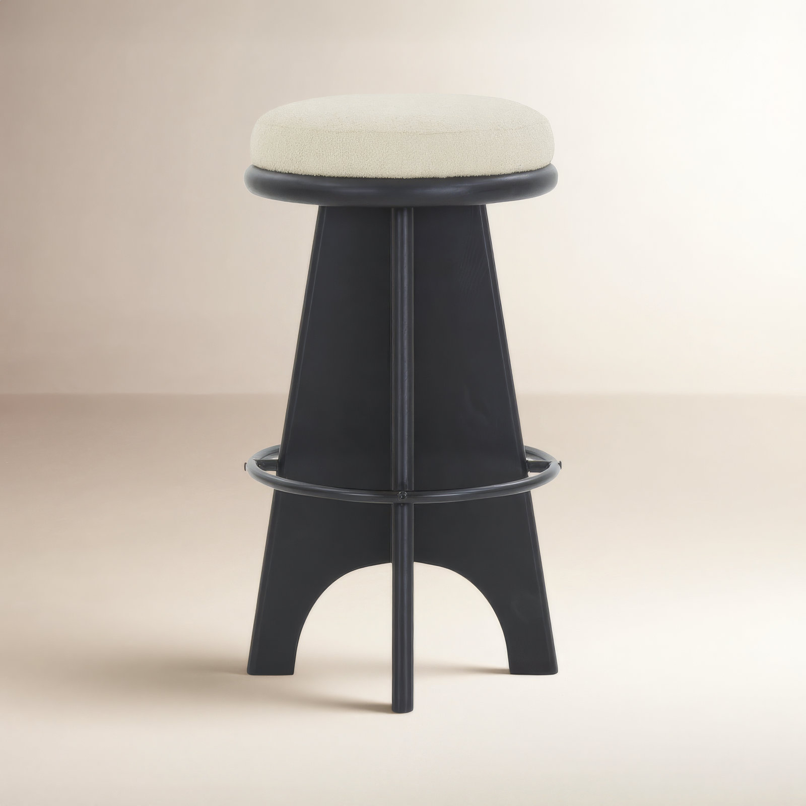 Tyrian Round Stool, Bar Stool (29” Seat Height), Black