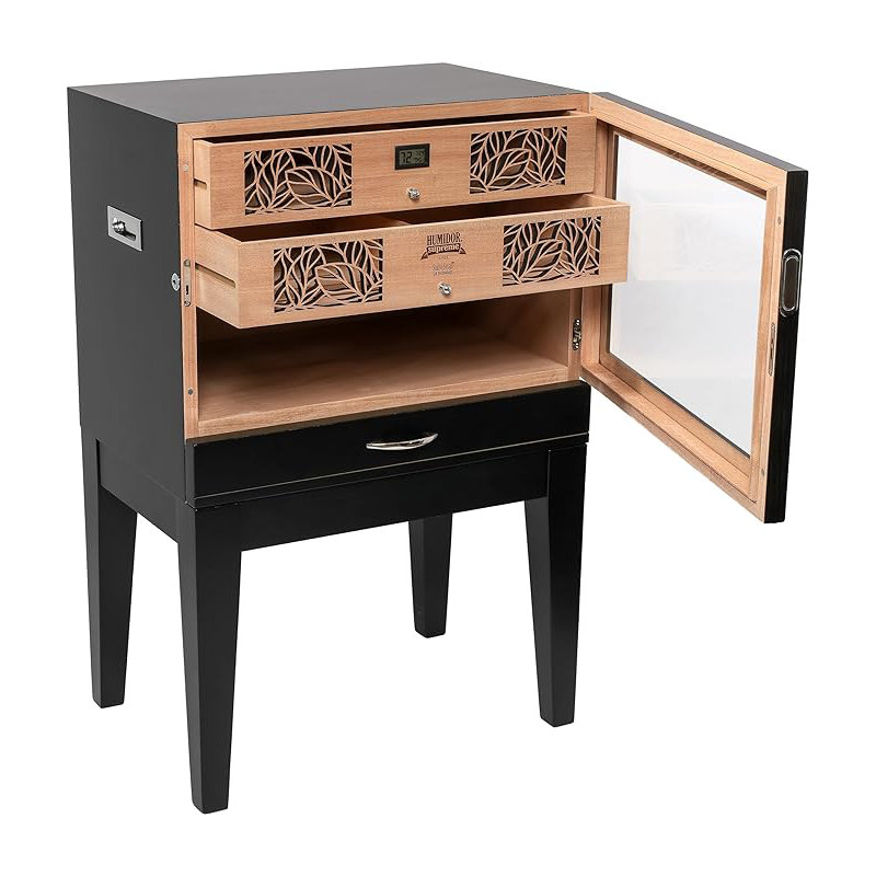 Wood Cigar Humidor, Black