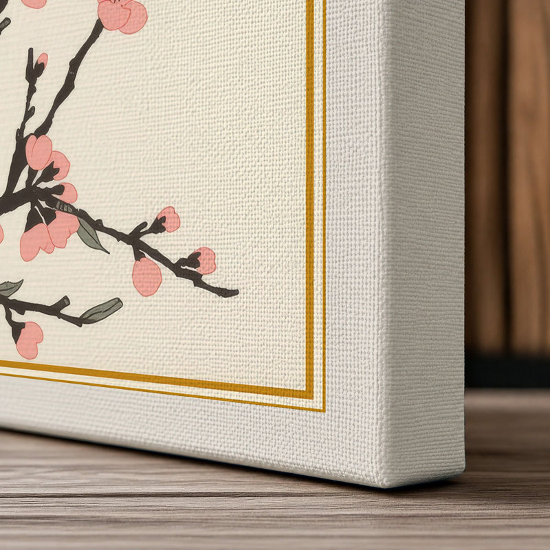 Moonlit Cherry Blossom Japandi - Wrapped Canvas, 36x24 - 91.4 x 61.0 cm, Cream Border