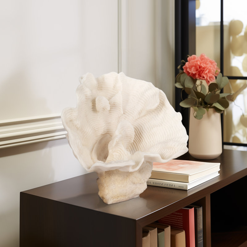 Sagebrook Home 12" Polyresin Coral Fan Decor, Ivory