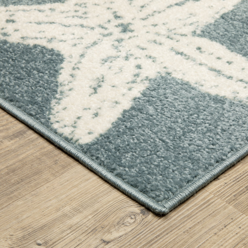 Tapis bleu / ivoire Quince, Rectangle 5 pi 3 po x 7 pi