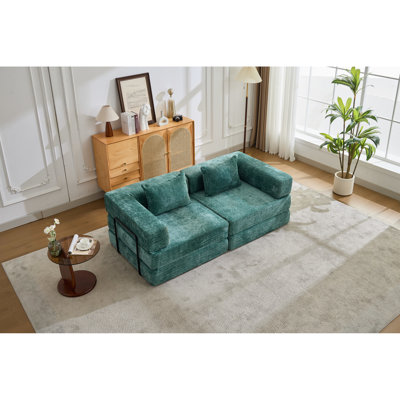 Convertible Foldable Dark Bed, 2 - Seat Compression With Chenille Fabric, No Assembly, Ideal For Small Apartments And Game Rooms , Chenille, Assembly Office Breakout