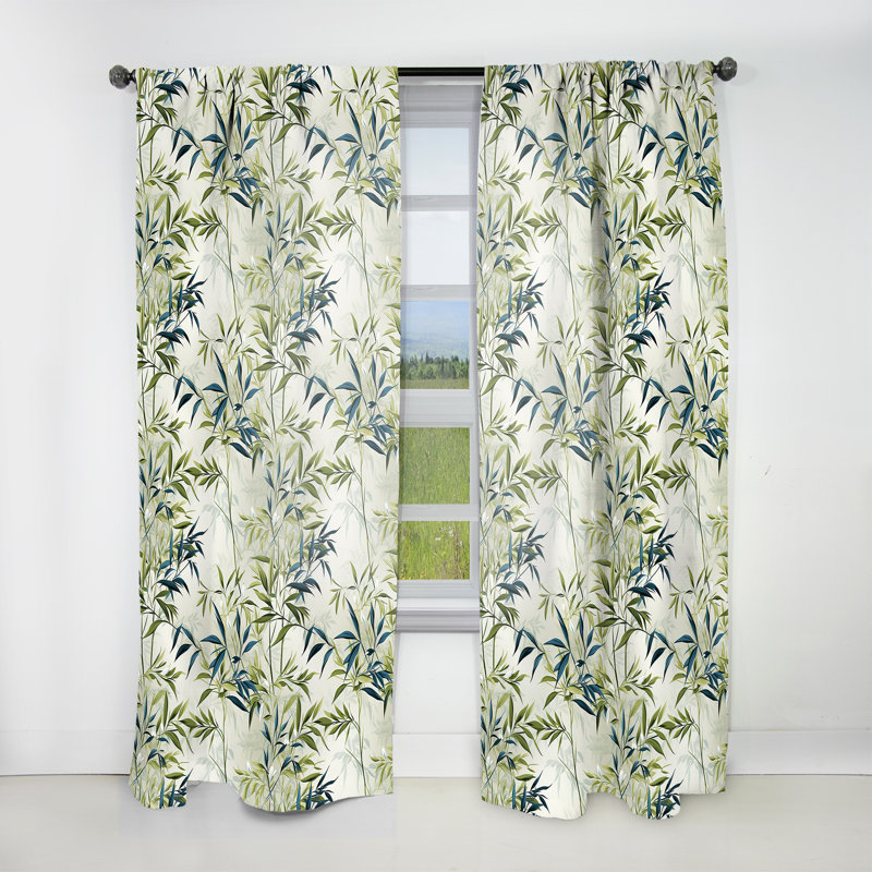 Motif de bambou tropical Zen - Rideau floral - Rideau floral obscurcissant - 1 panneau, L 52 po x L 108 po