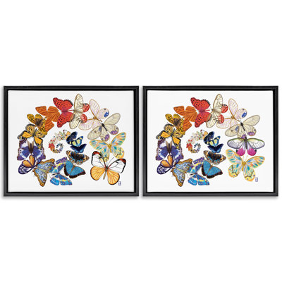 Ensemble de 2 toiles flottantes encadrées «Fly Away Butterfly Spirals» par Ann Jasperson