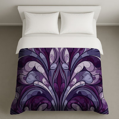 Housses de couette damassé mauve complexe