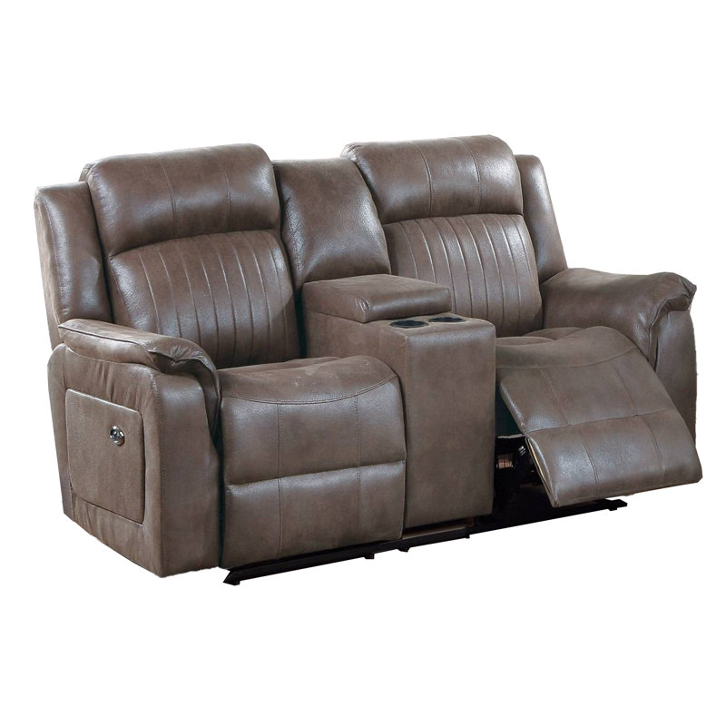 Adna 73'' Faux Leather Reclining Loveseat, Brown