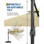 Parasol de patio en porte-à-faux à rotation décalée de 10 pi avec lumières solaires, manivelle et inclinaison pour la cour et la piscine-270345998