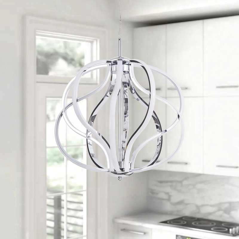 Graicen 10 - Light 20"W Dimmable LED Globe silver Metal Modern Chandelier for Dining Room or Kitchen