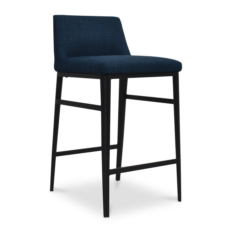 Baron Upholstered Stool with Metal Frame, Counter Stool (25.5” Seat Height), Blue