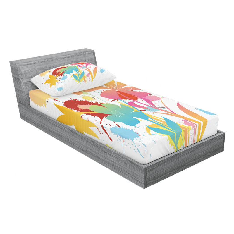 Microfiber Floral Sheet Set, Twin XL Sheet Set with Fitted Sheet