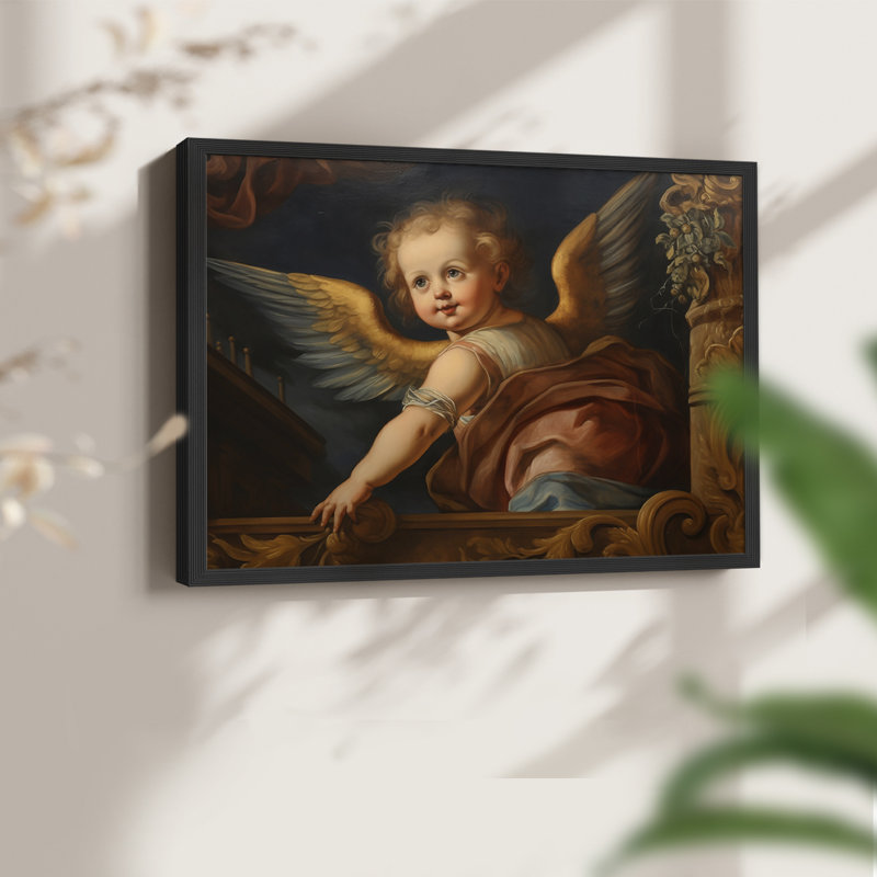 «Angels From Above» - Reproduction encadrée - Restickable, Cadre noir, H 11 po x l 14 po