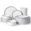 Service de table en porcelaine 24 pièces, assiettes et bols pour 8 personnes, blanc avec rebord noir-761622591