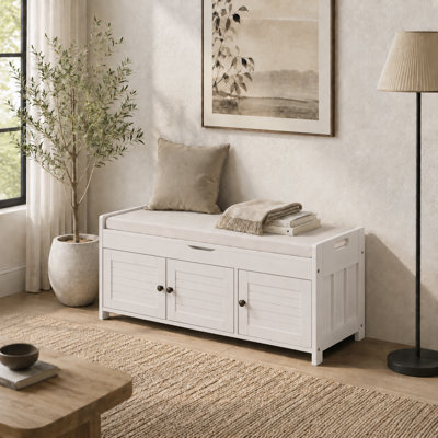 Banc de rangement rembourré avec armoire