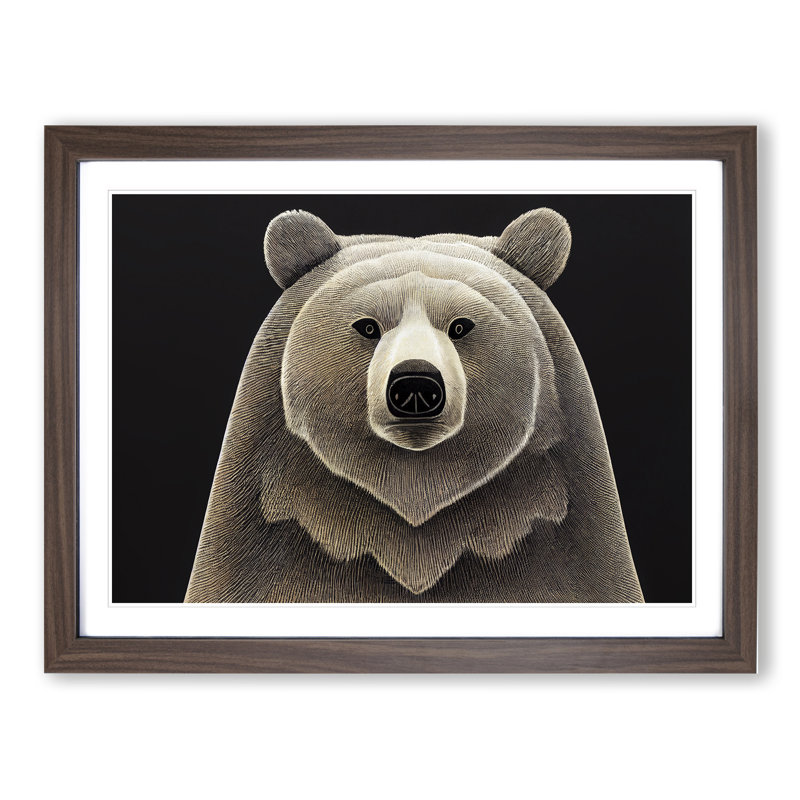 Enthralling Bear - Single Picture Frame Painting, 46cm H x 64cm W x 2cm D, Walnut 