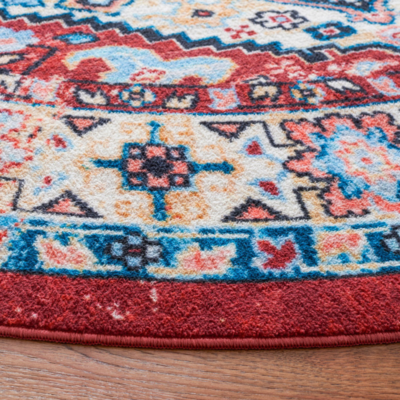Manado Oriental Red/Blue Area Rug, Rectangle 5'5" x 7'7"