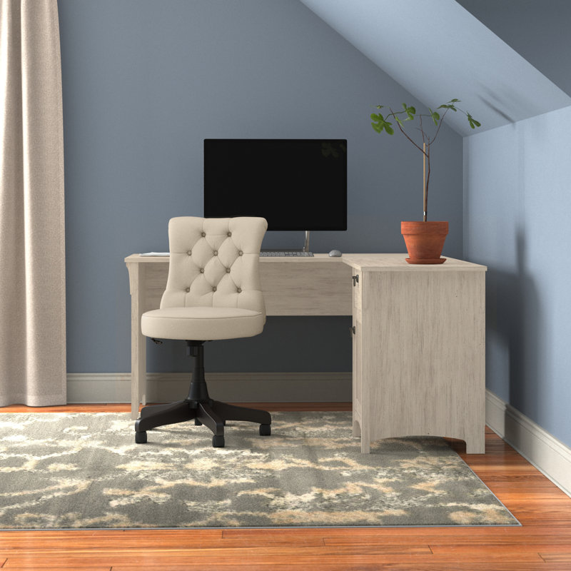 Bureau de direction en L Ozro, Blanc antique