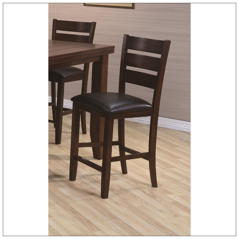 Ensemble de 2 tabourets de bar de style contemporain avec finition brun foncé et tabouret de bar en similicuir