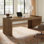 Bureau de direction moderne 63 po, bureau d'ordinateur en bois, chêne vieilli