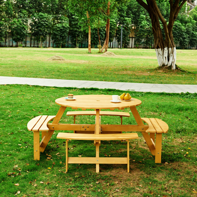 Outdoor 8 Person Picnic Table, Natural