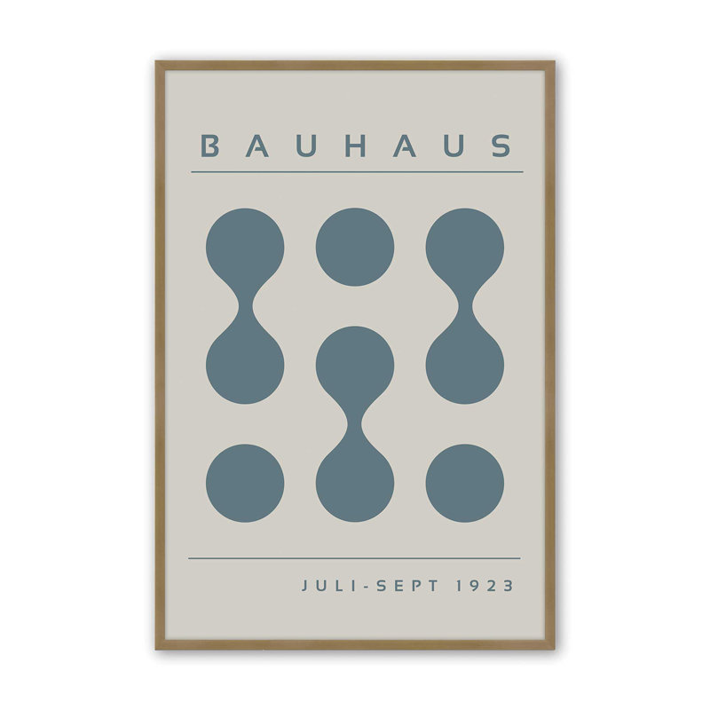 Tempête de Bauhaus bleu, impression I, Reproduction encadrée sans passe-partout, Or brossé, H 21,25 po x l 17,25 po