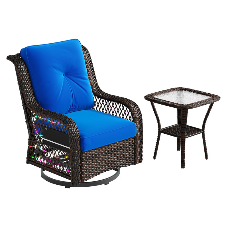 Chaise de patio pivotante avec coussins Kahane, Bleu