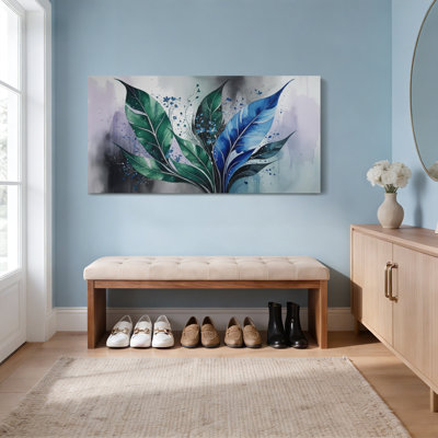 Feuilles et fleurs abstraites, reproduction d'art sur toile tendue sur toile, ensemble de 1