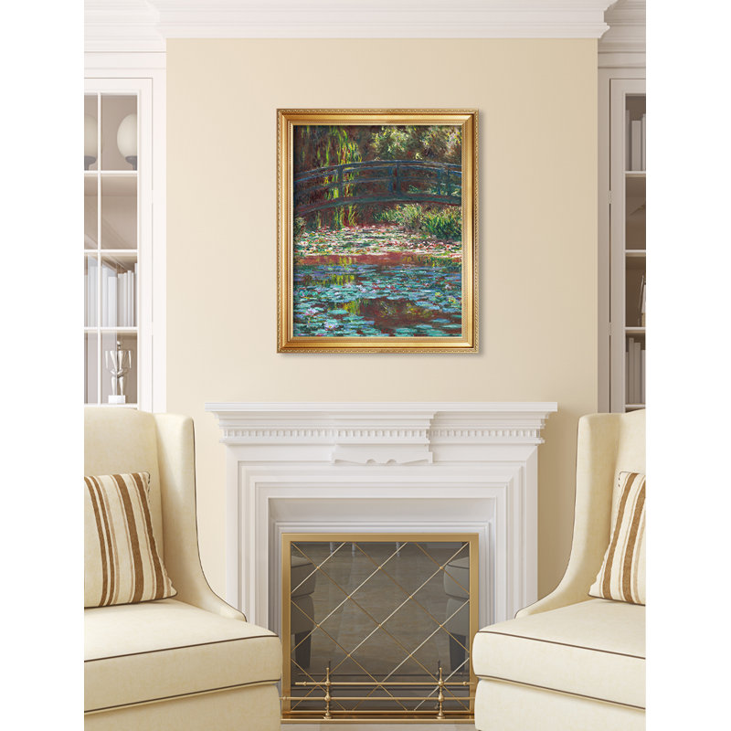 Reproduction d'art de Claude Monet, "Water Lily Pond 1900". Estampe numérique sur toile, Encadrement doré