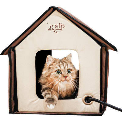 Thermo Cat House Pet Bed Kitty Shelter With Heated Pad For Winter