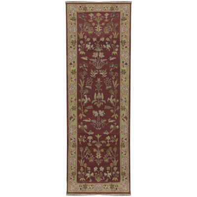 Hand-Knotted High-Quality Red Runner