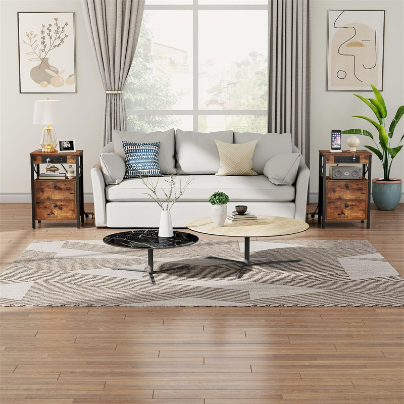 Brenn 38cm W Metal Bedside Table
