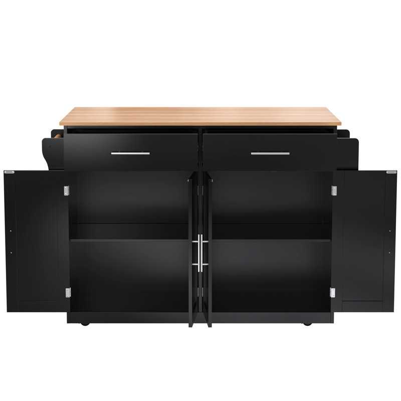 120 cm W Kitchen Island with Top, Black