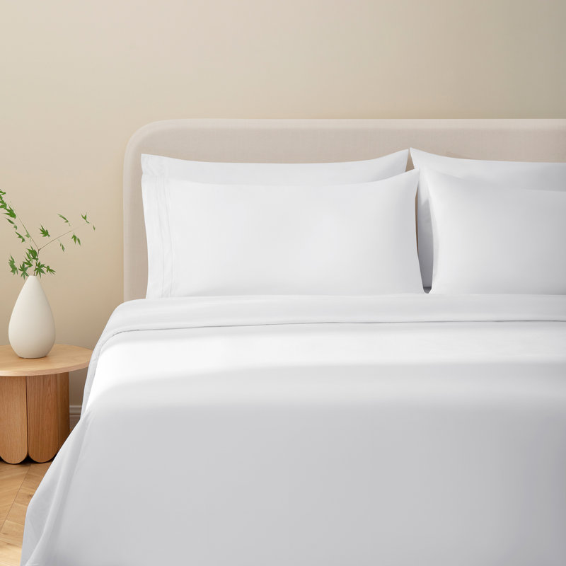 Sofia 100% Cotton Sateen Sheet Set, Twin, White