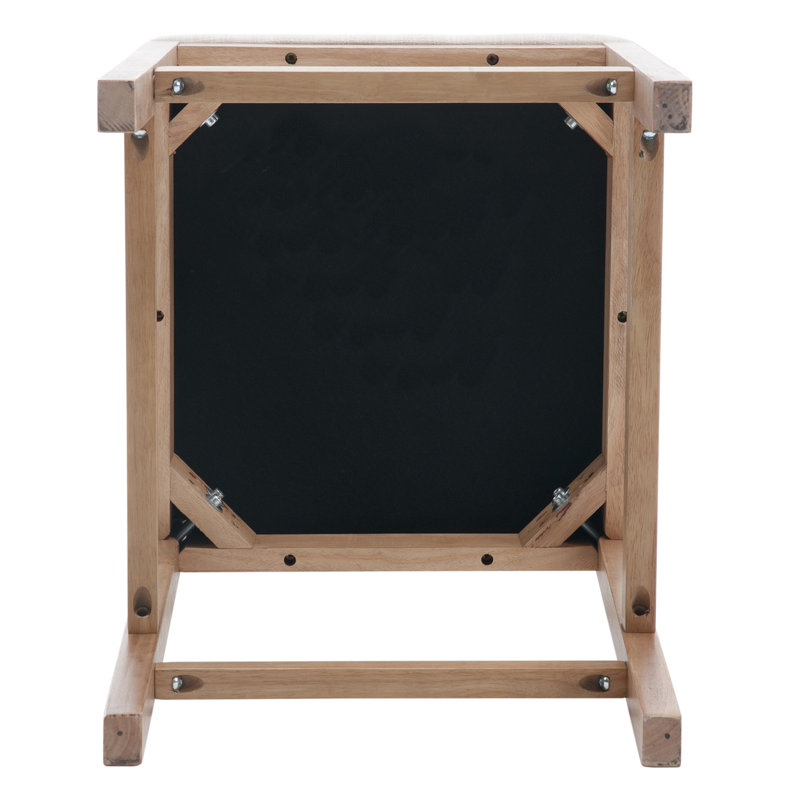 Tabouret de comptoir rembourré 26,5 po Tebbo avec structure en bois massif, Naturel, Blanc