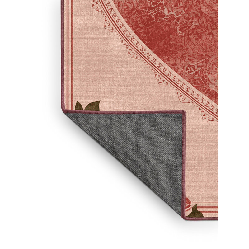 Soft Plush Faust Valentines Modern & Contemporary Abstract Area Rug in Beige – Rose Binding, 2x5