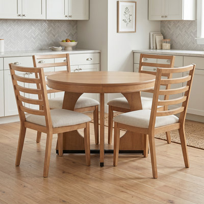5-Piece Extendable Dining Table Set - Geometric Design Table With Upholstered Chairs For Kitchen & Dining