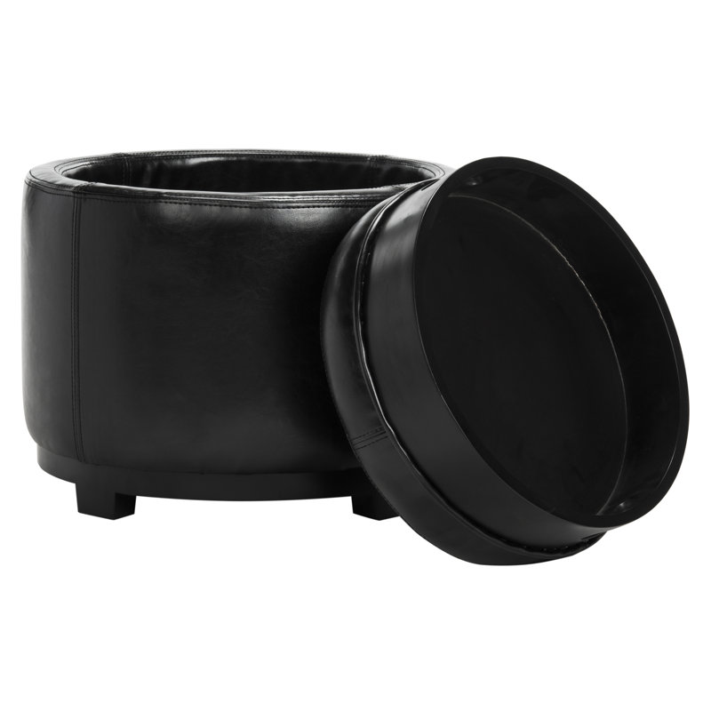 Maiden Upholstered Ottoman, Black Faux Leather