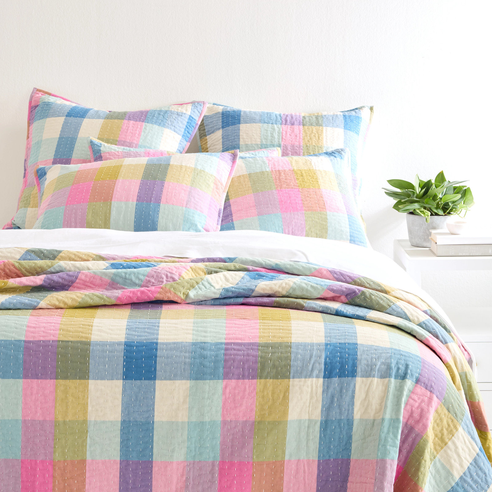 Charlette Plaid Cotton Sham Set, Euro