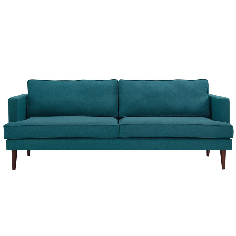 Agile Upholstered Fabric Sofa, Teal Plainweave