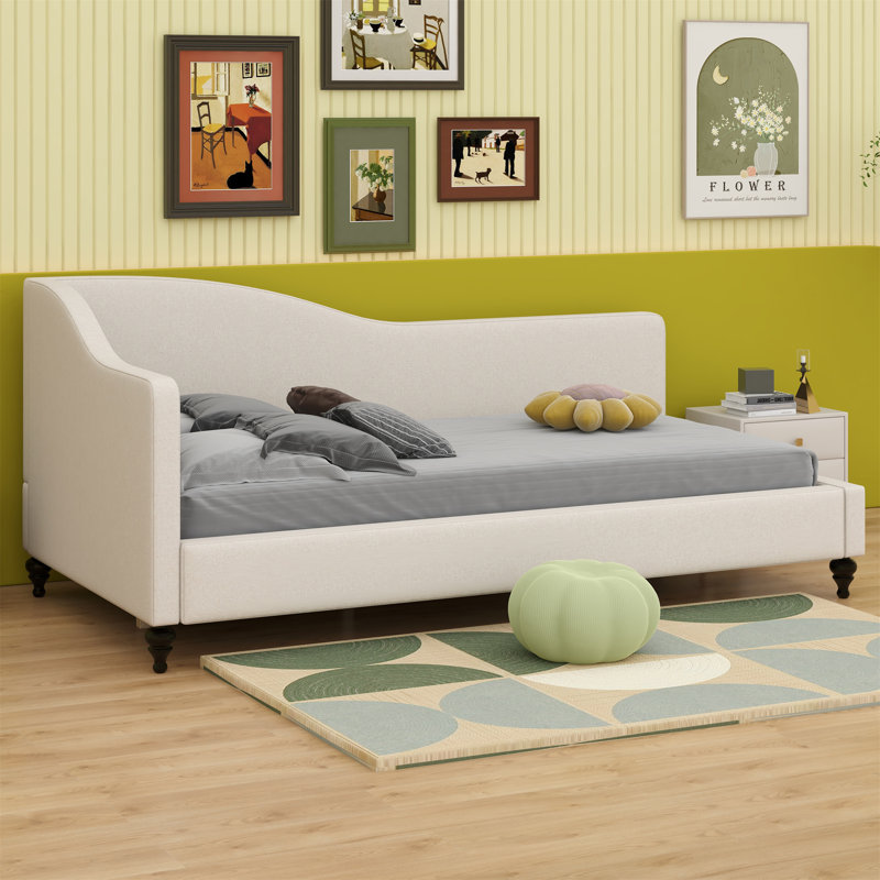 Lit de jour tapissier plat, Lit simple, Beige