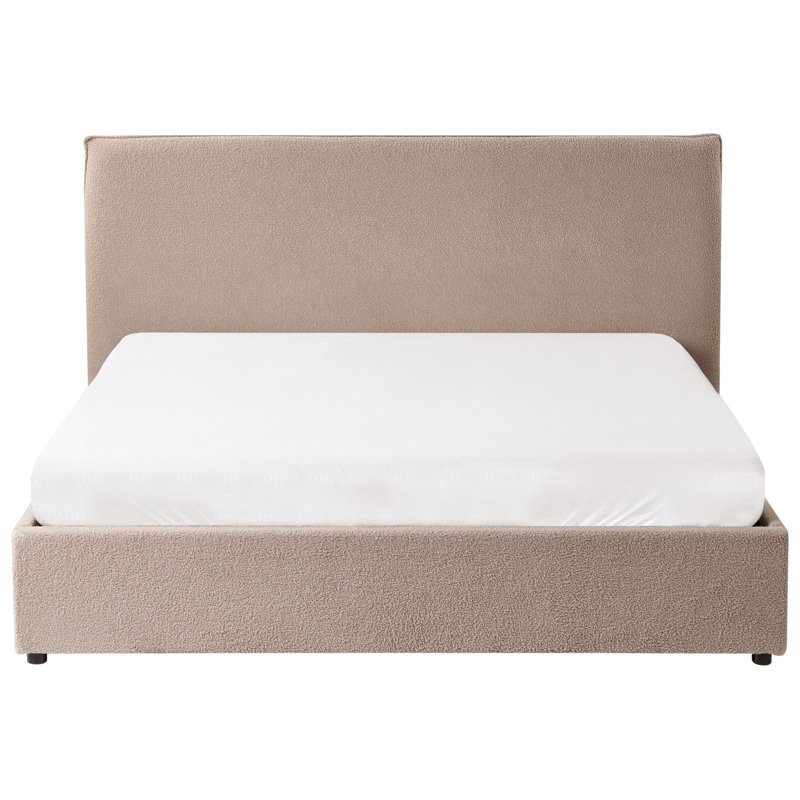 Ottoman Bed Boucle LAVAUR Taupe, European Kingsize (160 x 200cm)