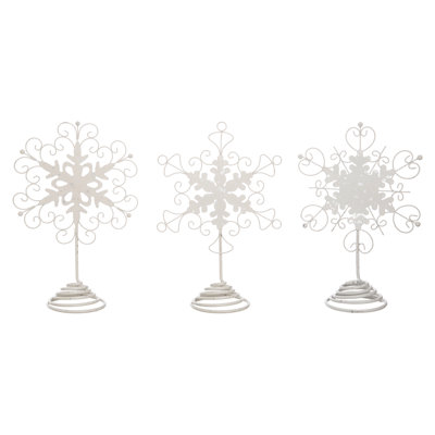  Ensemble de 3 décorations de Noël en métal flocon de neige