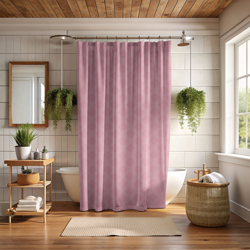 Rideau de douche standard 1 pièce à motif mauve 0052, H 74 po x l 71 po