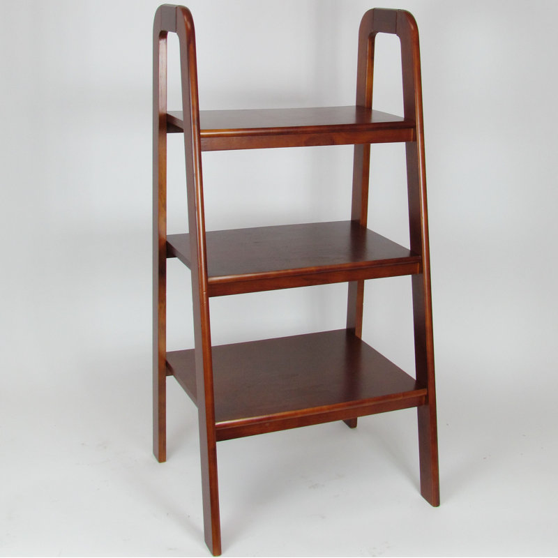 Bibliothèque échelle en bois massif H 44 "x l 22", Brun
