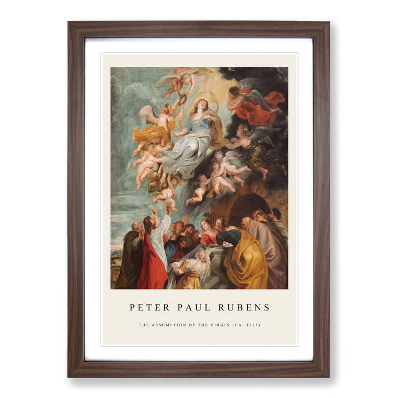 The Assumption of the Virgin by Peter Paul Rubens - Picture Frame Painting, 65cm H x 48cm W x 2cm D, Walnut Framed