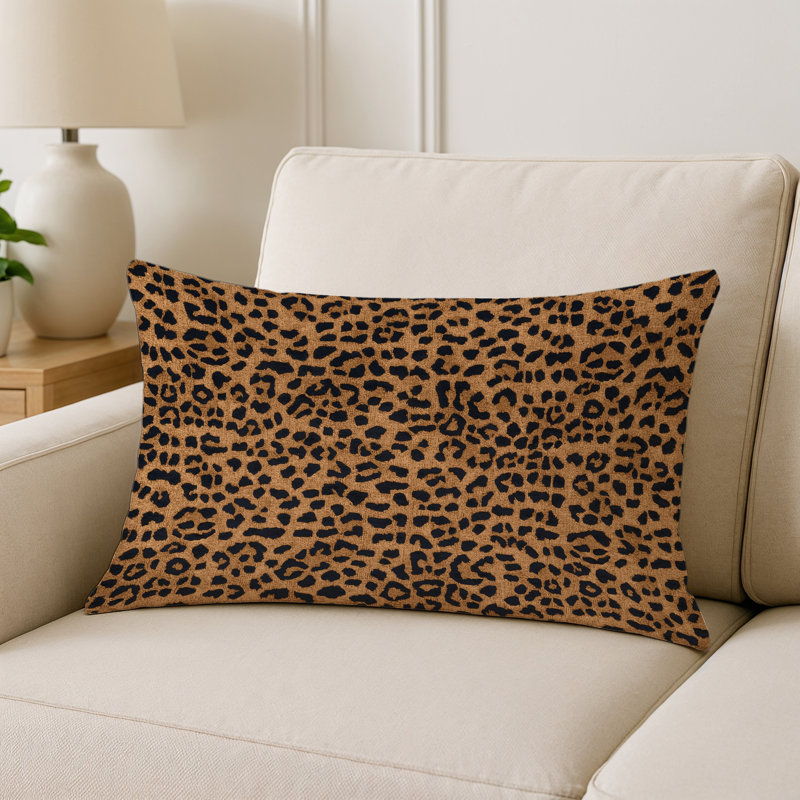 Coussin intérieur et extérieur Big Cats, Léopards beiges, Rectangulaire H 20 po x l 14 po