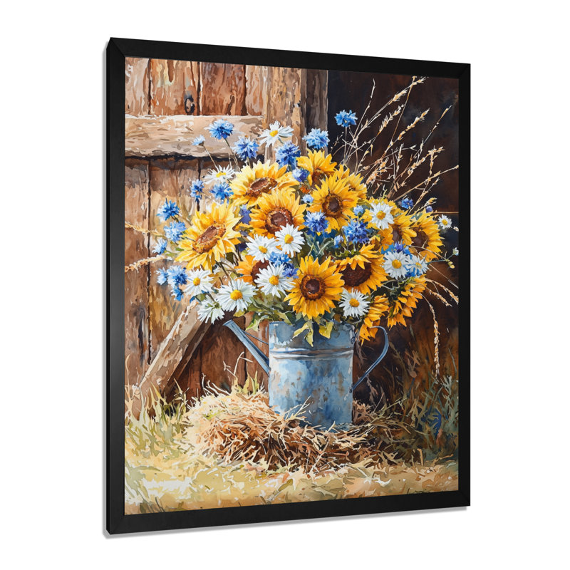 Dorle - salon d'art mural floral, H 20 po x l 12 po, Reproduction encadrée sans passe-partout, Black