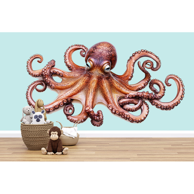 Realistic Octopus Wall Decal For Nursery, Ocean Octopus Wall Art, Underwater Animal Wall Sticker, Kids Room Decor 199Mv