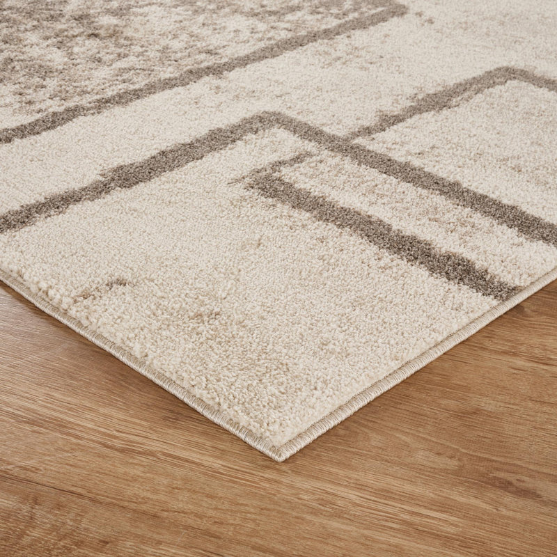 Celil Geometric Shapes Area Rug, BEIGE, 160 x 230 cm (Rectangular)