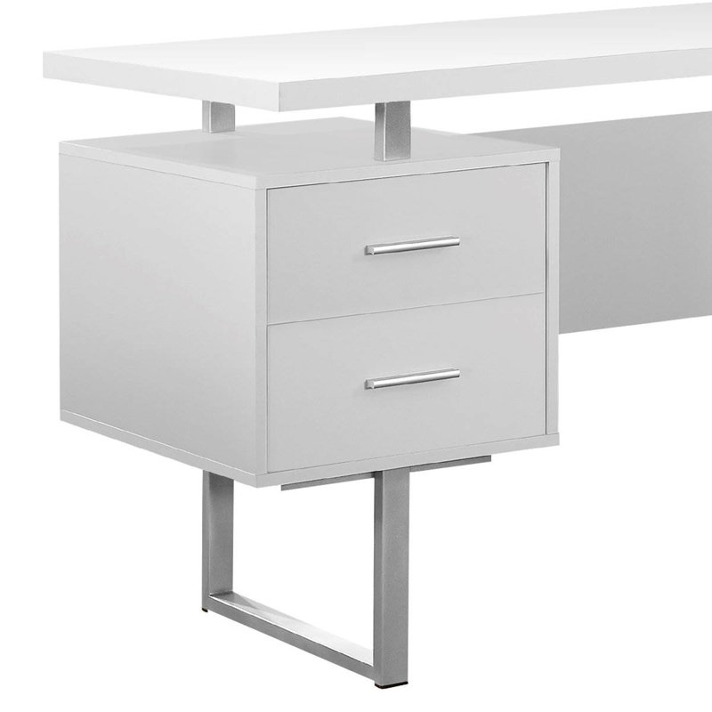 Computer Desk, White/Silver